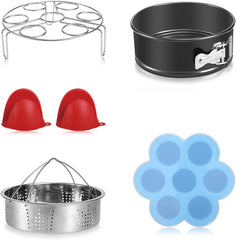 BAYKA Pressure Cooker Accessories Set, Compatible with Instant Pot 5, 6, 8 Qt, Steamer Basket, Springform Pan, Bites Molds, Egg Rack, Mini Mitts, 5,6,8