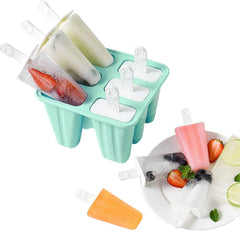 Goging Popsicle Mould,Popsicle Molds 6 Pieces Silicone Ice Pop Molds BPA Free Popsicle Mold Reusable Easy Release Ice Pop Make (Green)