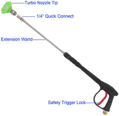 BEBEKULA Pressure Washer Gun with Replacement Extension Wand, M22 Adapter kit, Quick Connect Fitting, 5 Nozzle Tips, 31 Inch, 4000 PSI