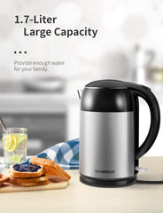 SHCRDOR Electric Tea Kettle 1.7L Stainless Steel, Water Boiler & Heater with Auto-Shutoff and Boil-Dry Protection