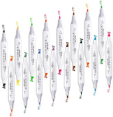 Dual Tip Marker Pens Set Permanent Double-Ended Art Markers Highlighter Pen for Adult Coloring Drawing Underlining School Office Supplier (16 Colors) by Aen Art