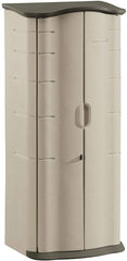 Rubbermaid FG374901OLVSS Vertical Storage Shed, Small, Beige