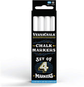 VersaChalk White Liquid Chalk Markers - for Chalkboard Signs, Blackboards, Glass, Windows (Bold 4 White Markers)