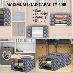 QYQBOON Large Clothes Storage Bags 100L Storage Bins Organizer Clothing Thicken Storage Containers for Comforter Blanket Bedding, Foldable with Reinforced Handle, Clear Window, Sturdy Zippers, 3 Pack