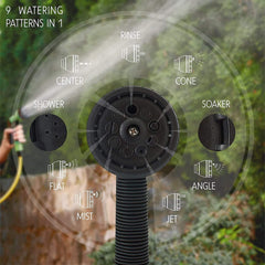 Ikris Garden Hose Nozzle Heavy Duty, High Pressure. Water Hose Nozzle Sprayer, Gun, Head. Spray Nozzle for Garden Hose, 9 Adjustable Watering Patterns, Nozzles for Garden, Lawn, Car Wash