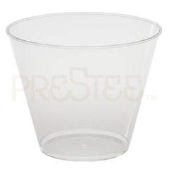 PRESTEE Clear Plastic Cups | 9 oz. 100 Pack | Hard Disposable Cups | Plastic Wine Cups | Plastic Cocktail Glasses | Plastic Drinking Cups | Small Plastic Party Punch Cups | Bulk Party Wedding Tumblers