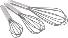 TEEVEA Set of 3 Multi-Color Silicone whisks with stainless steel handles. Milk & Egg Beater Balloon Metal Whisk for Blending, Whisking, Beating and Stirring