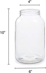 Sun & Sprouts 4 Pack - 1 Gallon Glass Jar w/Plastic Airtight Lid, Muslin Cloth, Rubber Band - Wide Mouth Easy Clean - BPA Free & Dishwasher Safe - Kombucha, Kefir, Canning, Sun Tea, Fermentation, Food Storage