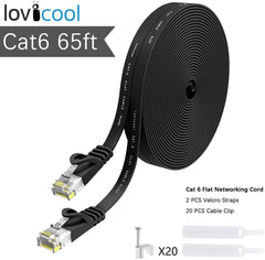 Lovicool CAT6 Ethernet Patch Cable 75ft White LAN Cable Flat Internet Computer Networking Cable High Speed Up to 10Gigabit Ethernet Cord with RJ45 Connector for Modem Switch Boxes Router PS4 Xbox 23m