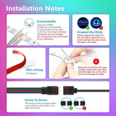 HRDJ 65.6ft LED Lights for Bedroom Music Sync Color Changing RGB LED Strip Rope Lights 44-Key Remote, 5050 RGB LED Light Strips(APP+Remote+Mic+3 Button Switch)