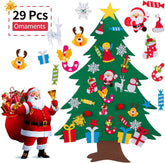 YOHEER Felt Christmas Tree, 3.35ft DIY Christmas Tree with 29 Pcs Xmas Gifts Santa Claus Ornaments Wall Decor