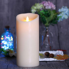 Remote Include Flameless Candle: Vanilla Scented Moving Flame Candle with Timer (3.5"x9" Ivory)