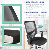 VANCIKI Drafting Chair, Tall Office Chair, High Adjustable Standing Desk Chair, Ergonomic Mesh Computer Task Table Chairs with Adjustable Armrests and Foot-Ring for Standing Desk and Bar Height Desk