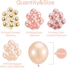 Rose Gold Balloons, Confetti Balloons for Parties, 60pcs Balloons Bulk for Birthday Parties or Graduation Decorations by Unihoh