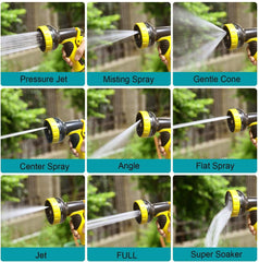 AMYER Garden Hose Expandable Garden Hose with Strong Flexible Latex Hose Core and Solid Brass Connector, 50 FT Garden Hose with 9 Function Spray Nozzle (Strong Pressure & Upgrade Version)