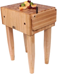John Boos PCA2 Maple Wood End Grain Solid Butcher Block with Side Knife Slot, 24 Inches x 18 Inches x 10 Inch Top, 34 Inches Tall, Natural Maple Legs
