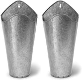 Akarden Galvanized Metal Wall Plant Container 2 Set Hanging Wall Vase Planter for Home Wall Decor