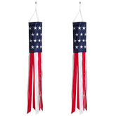 Homarden 40 Inch American Flag Windsock (Set of 2) - Outdoor Hanging 4th of July Decor - Premium Materials with Embroidered Stars - Fade Resistant Wind Socks for All Weather
