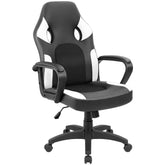 LUCKWIND Office Chair Desk Leather Gaming Chair, High Back Ergonomic Adjustable Racing Chair,Task Swivel Executive Computer Chair Headrest and Lumbar Support (Black)