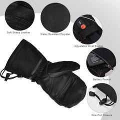 Heated Gloves,Mens Womens Heated Ski Gloves Mittens,7.4V 2200MAH Electric Rechargeable Battery Gloves for Winter Skiing Skating Snow Camping Hiking Heated Arthritis Hand Warmer Gloves