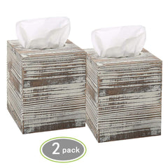 Hossejoy Square Tissue Box Cover with Slide-Out Bottom Panel. Perfect for Bathroom Vanity Countertops, Bedroom Dressers, Night Stands, Desks and Tables(Pack of 2