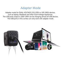 2000W 220V to 110V Converter and Travel Adapter w/2 USB Ports COMBO - Converter Step Down Voltage with Electric Products Like Hair Dry - Universal World Plug Adapter US to UK Europe Over 150 Countries