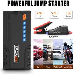 TACKLIFE T6 800A Peak 18000mAh Car Jump Starter (up to 7.0L Gas, 5.5L Diesel Engine) with Long Standby, Quick Charge, 12V Auto Battery Booster, Portable Power Pack for Cars, Trucks, SUV