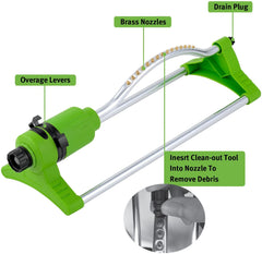 YESTAR Garden Oscillating Sprinkler Lawn Sprinkler with Brass 17 Holes for Yard Width & Flow Control, Water Up to 3,600 Sq. Ft.