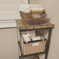 URFORESTIC Storage Baskets, Decorative Seagrass Basket Tote with Wooden Handles, 12" x 6.3" x 4.3", 2-Pack