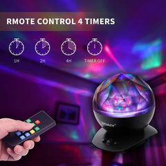 Kingtoys Night Light, LED Projector Night Lamps with Remote, 8 Mode Lighting Shows, Built in Speaker and Timing, Mood Relaxing Soothing Night Light for Baby Kids Adults (UL Adapter)