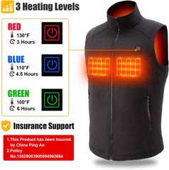 Sunbond Heated Vest Electric Warm Vest, Outdoor Heating Clothing Heated Vest for Men with 5V 7500mAh Battery Pack (L)