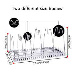 Lifewit Adjustable Pan Rack Pot Lid Holder, Cookware Bakeware Holder for Cabinet Worktop Storage, 18/10 Stainless Steel