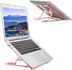 Adjustable Laptop Stand,Ventilated Portable Ergonomic Notebook Riser for Desk,Multi-Angle Adjustable Portable Anti-Slip Mount for MacBook, Surface Laptop, Notebook, 10"-17" Tablet (Rose Gold)