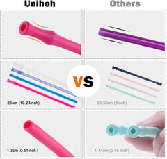 Reusable Collapsible Silicone Drinking Straws, 4 Pieces Extra long Flexible Bendy Straw, BPA Free Big Size Straw with Cleaning Brushes and Portable Bag, 30oz and 20oz by Unihoh