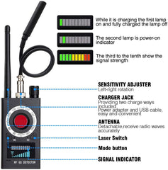 sherry Anti Spy Detector & Camera Finder RF Signal Detector GPS Bug Detector Hidden Camera Detector for GSM Tracking Device GPS Radar Radio Frequency Detector