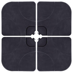 Sundale Outdoor 4 Pieces Heavy Duty Plastic Water Sand Cantilever Umbrella Base Stand (Black with Hooks)