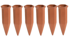 Juvale Self Watering Spikes - 6-Pack Terracotta Plant Watering Stakes, Automatic Slow Release Water Drippers for Indoor Outdoor Garden, Vacation Irrigation Device, Brown, 6.9 Inches Tall