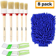 Manfiter Detailing Brush Set, Car Duster, Auto Detail Brush Set with Car Dash Duster Brush for Car Motorcycle Automotive Cleaning Wheels, Dashboard, Interior, Exterior, Leather, Air Vents