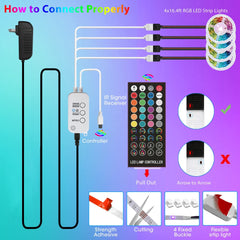 HRDJ Led Strip Lights 65.6ft, Music Sync Color Changing Led Lights for Bedroom 5050 SMD RGB Led Light Strips with Remote App Control Led Lights for Room Party