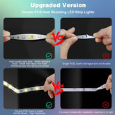 HRDJ Smart WiFi LED Lights for Bedroom, 65.6FT 600LEDs Double PCB Heat Resisting, RGB Music Sync 5050 Strip Lights Work with Alexa and Google Assistant, Remote App, 24Key Control for Home Party