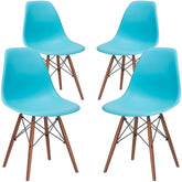 Poly and Bark Vortex Side Chair Walnut Legs, Black, Set of 4