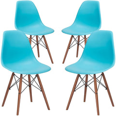 Poly and Bark Vortex Side Chair Walnut Legs, Black, Set of 4