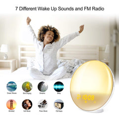 TITIROBA Wake Up Light Alarm Clock, Burbupps Kids Night Light Compatible with Alexa & Google Home, 7 Colored Sunrise Simulation and Sunset Fading, Dual Alarm Clock