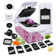 ELIKIDSTO Large Mandoline Slicer Vegetable Chopper, ALL IN 1 Professional Veggie Food Dicer Cutter Grater Julienne, Fruit Onion Potato Chopper Spiralizer, Egg Separator, Juicer, Preparing Salad