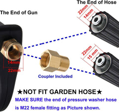 BEBEKULA Pressure Washer Gun with Replacement Extension Wand, M22 Adapter kit, Quick Connect Fitting, 5 Nozzle Tips, 31 Inch, 4000 PSI