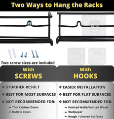 URFORESTIC Spice Rack Organizer for Cabinet, Door Mount, or Wall Mounted - Set of 4 Black Hanging Shelf for Spice Jars
