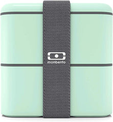 MONBENTO  - MB Square Matcha green bento box - Large - 2 tier leakproof lunch box for work/school lunch packing and meal prep - BPA - Food grade safe food containers