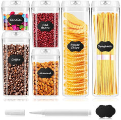 BAYKA Food Storage Containers with Lids, 6 Pieces Set Airtight Food Containers with Chalkboard Labels, Interchangeable Lock Design & Heavy Duty BPA Free Plastic
