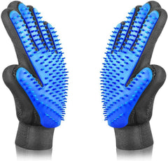 PETINCCN Pet Grooming Glove Gentle Deshedding Brush Bathing Massage Gloves Efficient Pets Hair Remover Mitt Perfect for Dogs & Cats & Horses with Long & Short Fur Enhanced Five Finger Design 1 Pair
