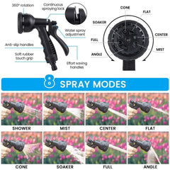 OUTERDO Expandable Garden Hose, 50ft Water Hose with 3/4" American Threaded Solid Brass Fitting 8 Function Spray Nozzle, Lightweight Durable Flexible Water Hose for Watering/Washing Car/Cleaning